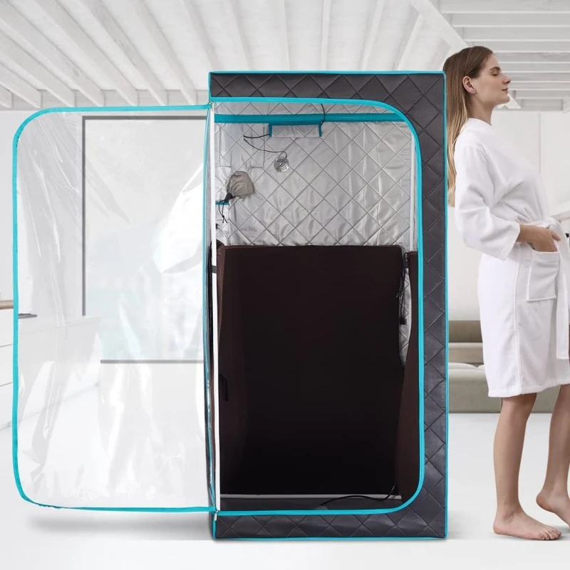 Portable Full Size Infrared Sauna Home Spa Detox Therapy with Upgrade Reinforced Portable Chair Whole Front Clear Window 6