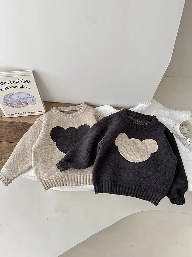 Autumn New Baby Long Sleeve Knit Sweater Infant Boy Cute Cartoon Sweater Toddler Girl Bear Knitted Tops Kids Clothes