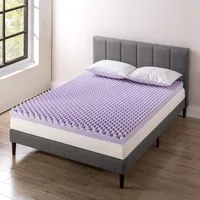 4 Inch Egg Crate Memory Foam Mattress Topper with Soothing Lavender Infusion, CertiPUR-US Certified, Queen 2