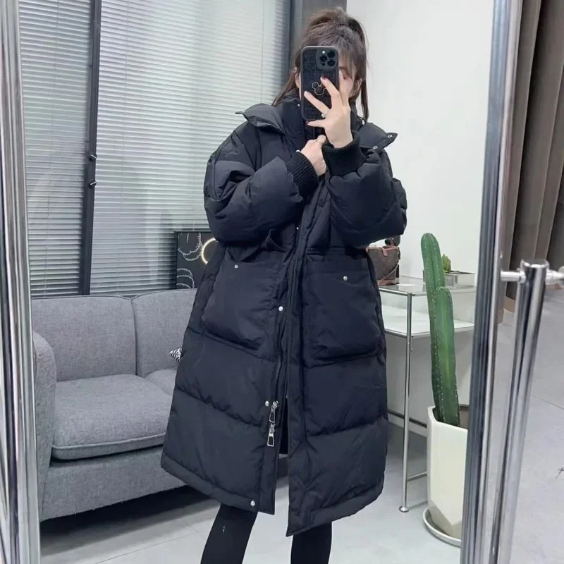 2024 New Women Down Jacket Winter Coat Female Extended Version Parkas Loose Thick Warm Outwear Hooded Leisure Time Overcoat