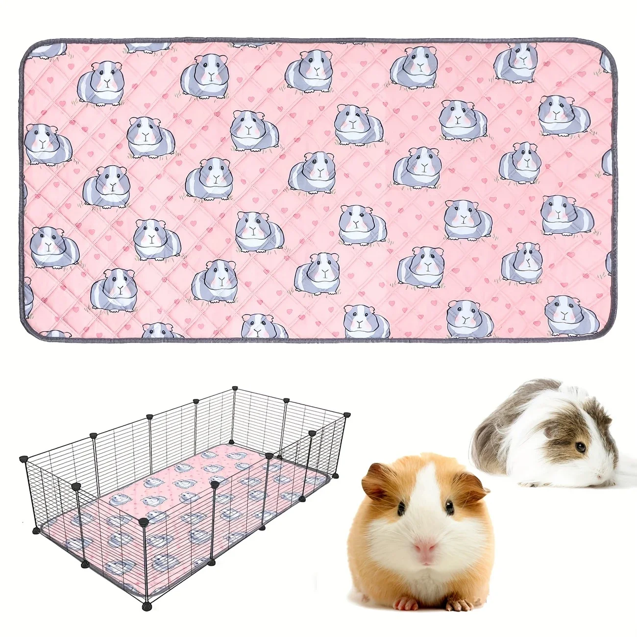 pink hamster print waterproof mat washable reusable non slip mat for guinea   rabbits hamsters mice 24   details 0