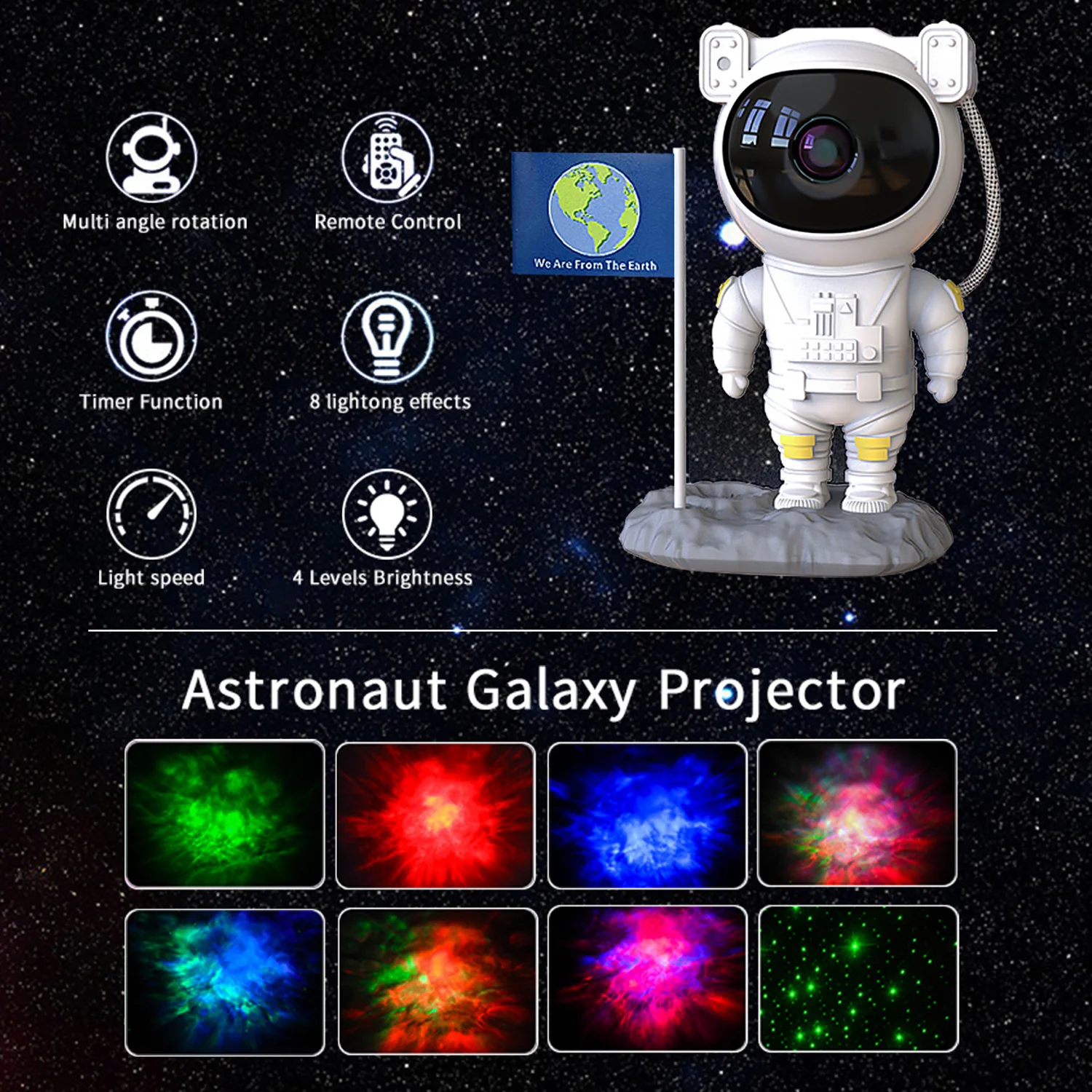 Kids Star Projector Night Light with Remote Control 360°Adjustable Design Astronaut Nebula Galaxy Lighting for Children Adults 6