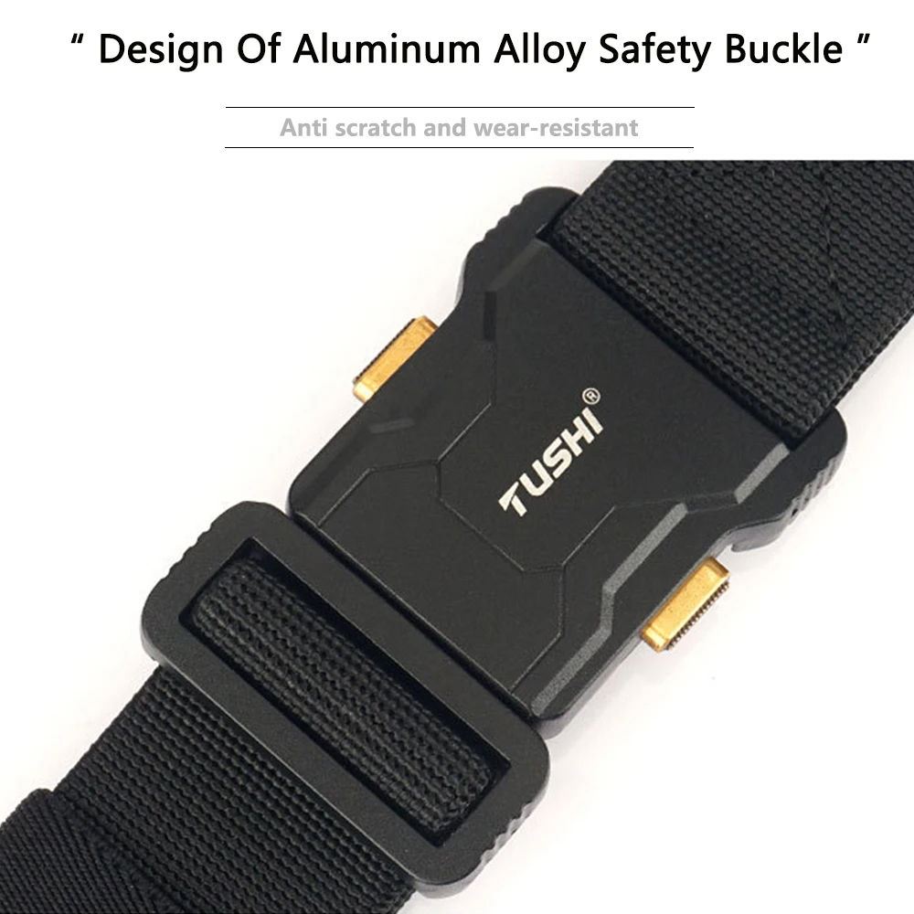Tushi neuer taktischer Outdoor-Gürtel für Männer und Frauen Schnalle aus Aluminium legierung Schnell verschluss elastischer Gürtel Freizeit gürtel Jeans Bund – Detail 11