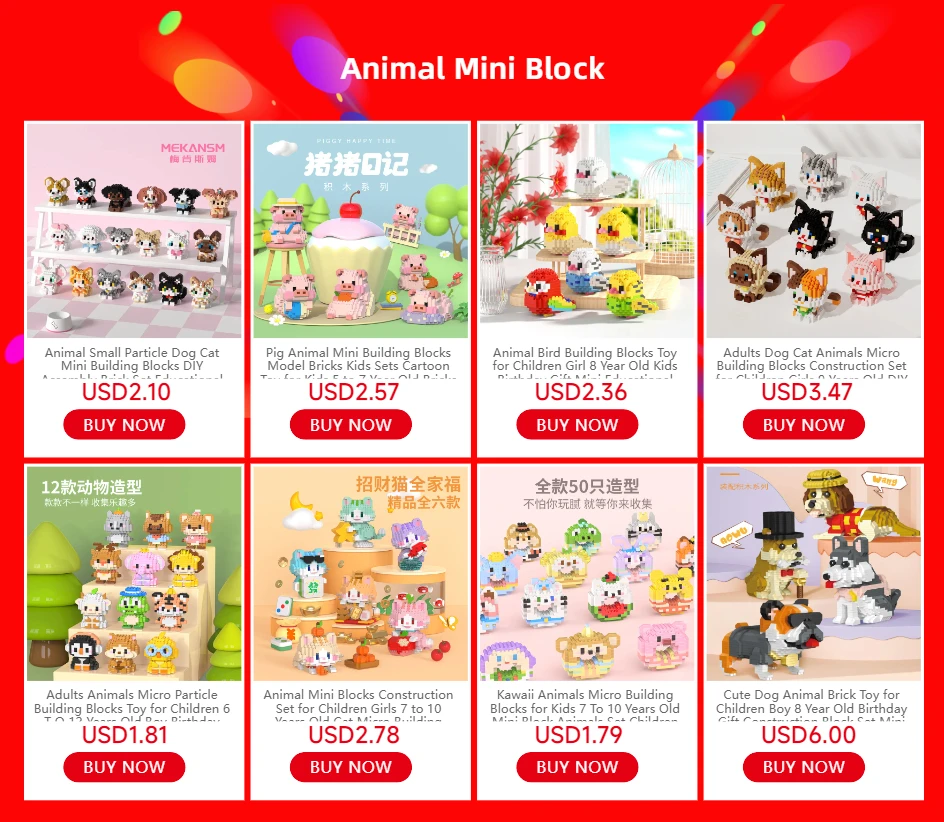 Adults Animals Micro Building Blocks Toy for Kids 5 to 7 Year Old Children Dog Bricks Construction Set Mini Toy Games Child Gift