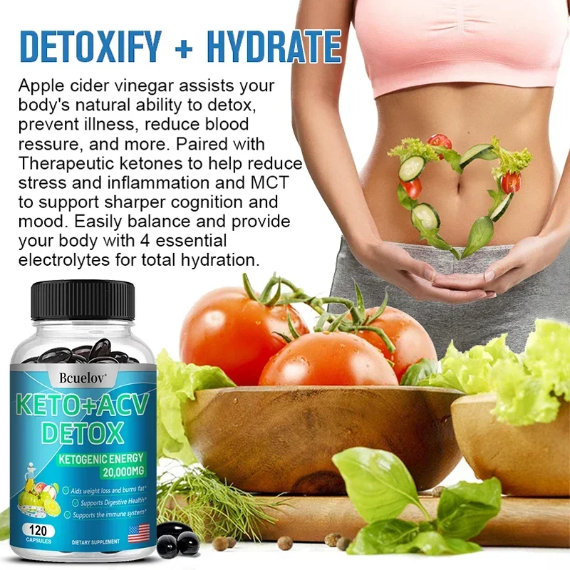 Keto + ACV Detox-20,000 mg Apple Cider Vinegar for Digestion, Detoxification, Weight Management and Fat Burning