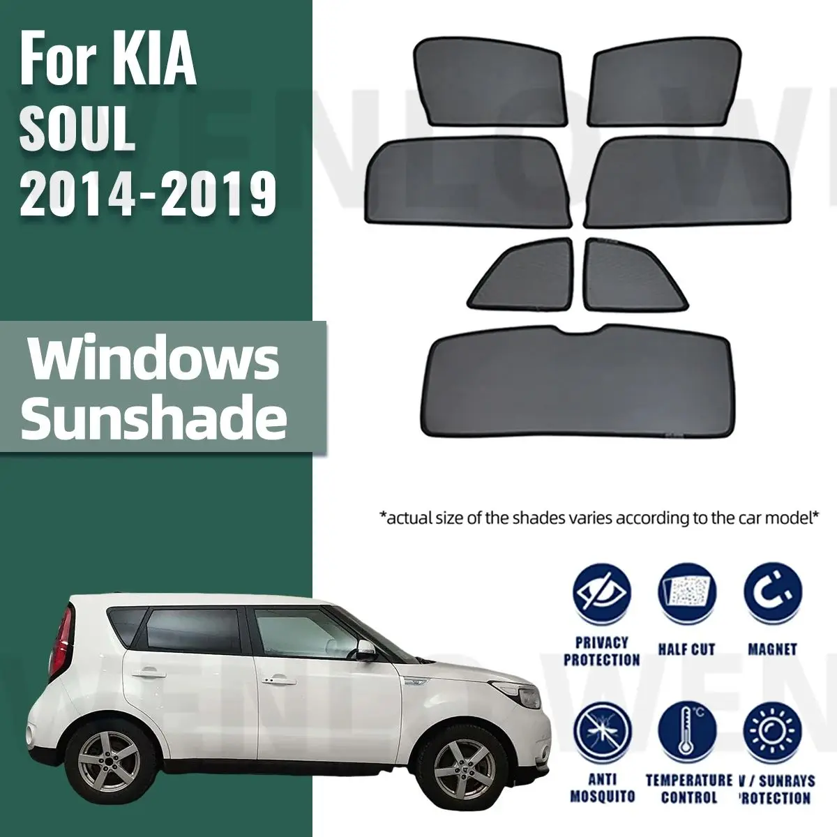 

For KIA SOUL PS 2014-2019 Magnetic Car Sunshade Visor Front Windshield Frame Curtain Rear Side Baby Window Sun Shade Shield