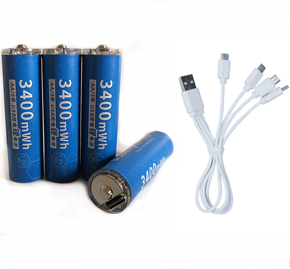 Original 1.5v Aa Rechargeable Battery 3400mwh Usb Rechargeable Lithium