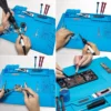 Soldering Station Mat Silicone Work Mat Heat Resistant 932°F Anti-Static Magnetic Mat for Electronic Phone Laptop Watch Repair 6