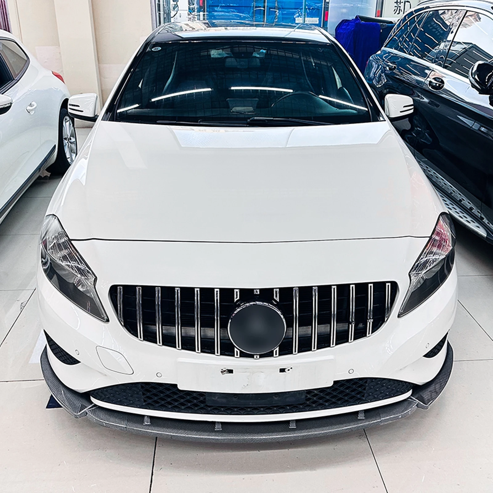 메르세데스-벤츠 A 클래스 W176 A180 A200 A250 2013-2015 표준 모델용 프론트 범퍼 스포일러 립 로워 에어댐 블레이드 스플리터