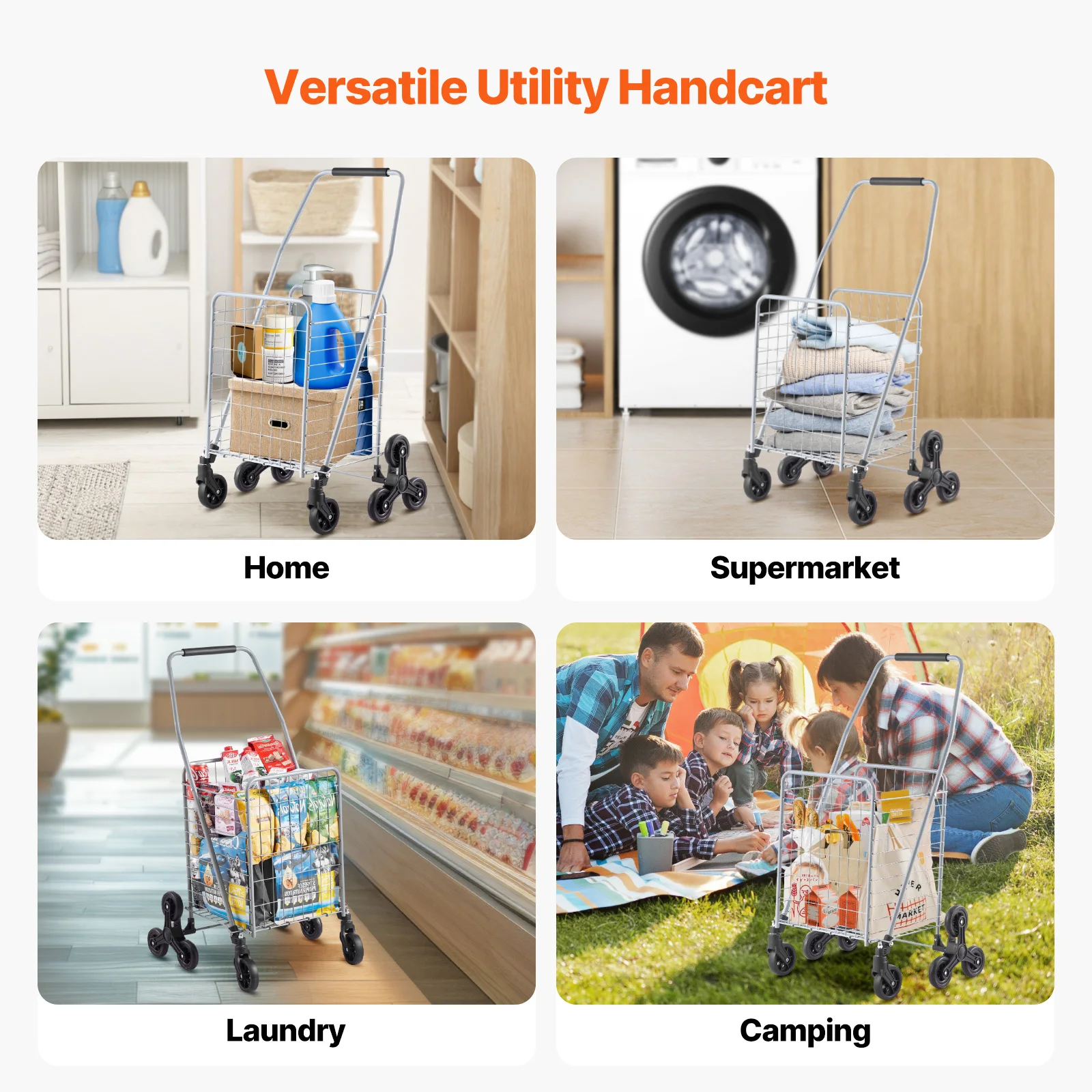 Folding Stair Climbing Utility Cart with Wheels for Shopping