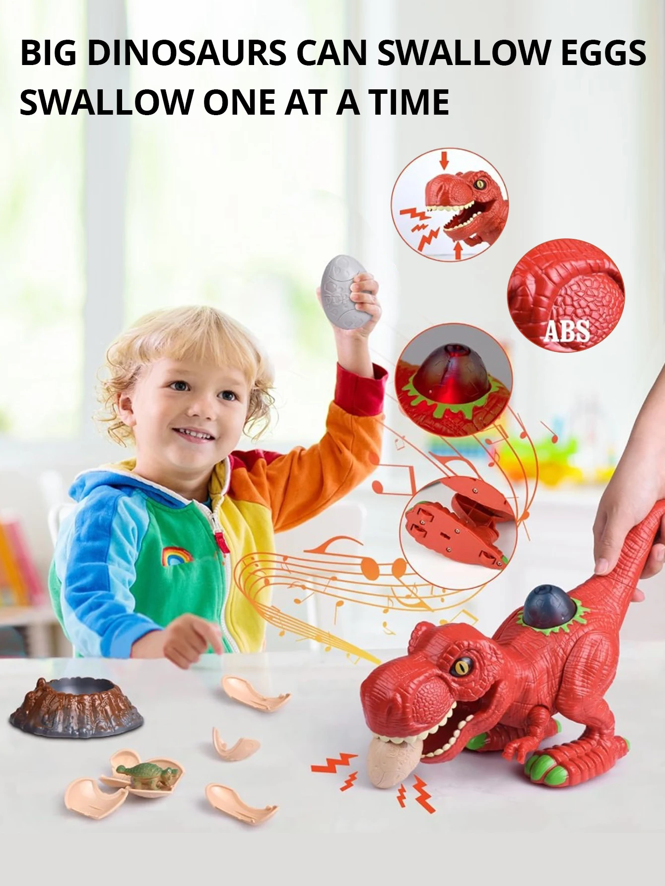 Dinosaur model toys, toy dinosaurs that can eat eggs, lay eggs, and swing walking, suitable for boys, girls' birthday gift toys 2