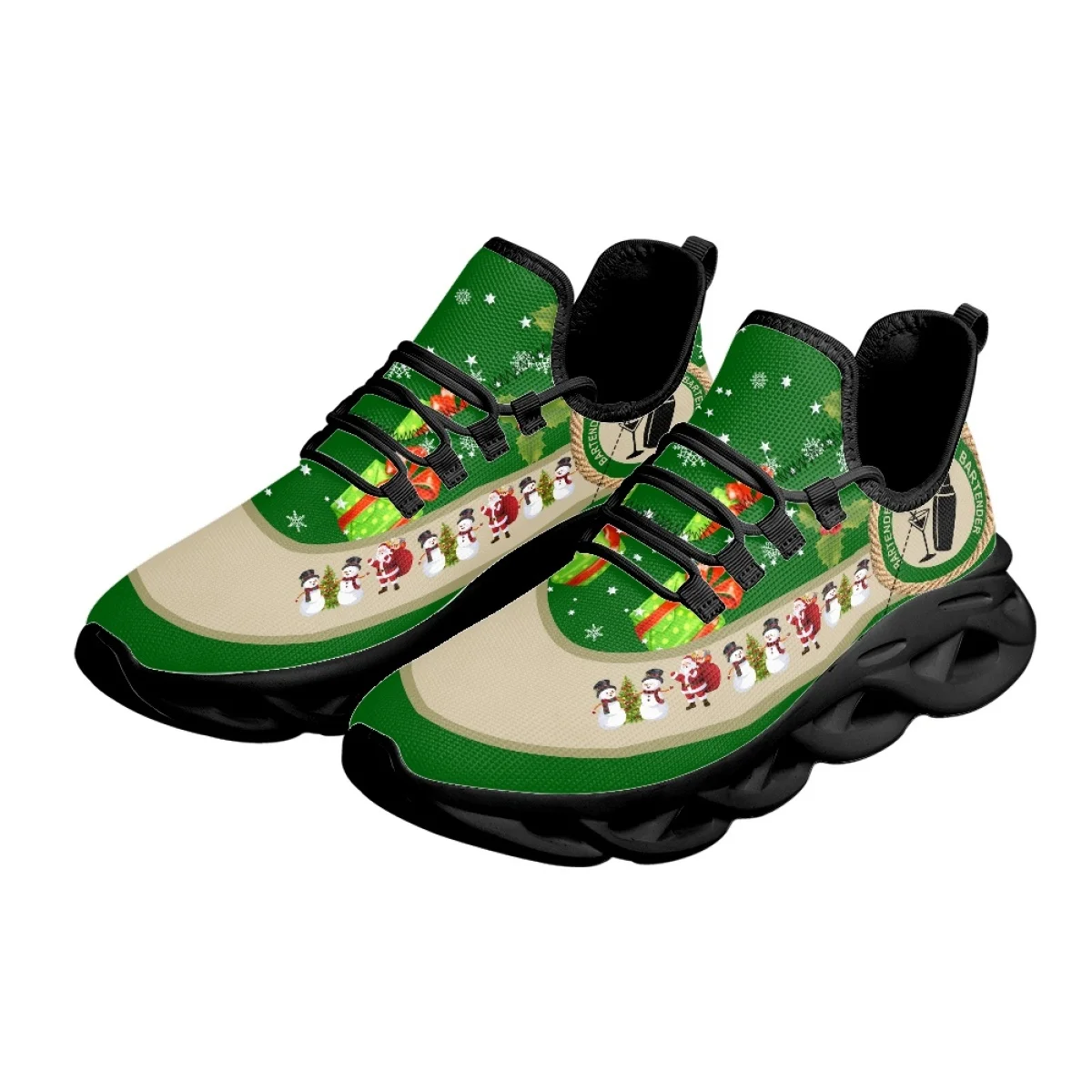 INSTANTARTS 2024 Top Quality Running Shoes Christmas Snowman Gifts Design Women's Lightweight Cushioning Sneakers Soft Tennis