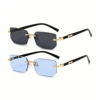 Rimless Sunglasses Rectangle Fashion Popular Women Men Shades Small Square Sun Glasses For Female male Summer Traveling Oculos 2