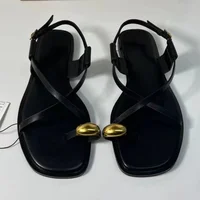 Brand Design Women Flat Sandals Clip Toe Leisure Outside Beach Shoes for Lady Fashion Metal Decoration 2025 Summer Footwear - Image 2