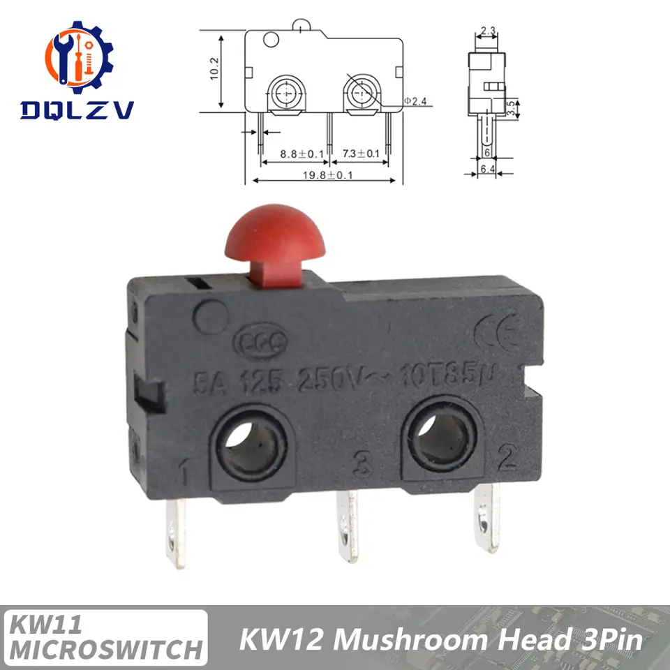 5A 125V250V KW12 Travel Limit Switch KW11-3Z-2 With Handle 16mm Contact Button Micro switch KW12-N 2Pin/3Pin KW12-A NO/NC image 19