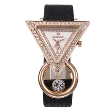 

Rhinestone Triangle Dial Shimmer Leather Band Women Quartz Wrist Watch Rhinestone Inlaid Flash Belt Watch Dress Watch Women Gift