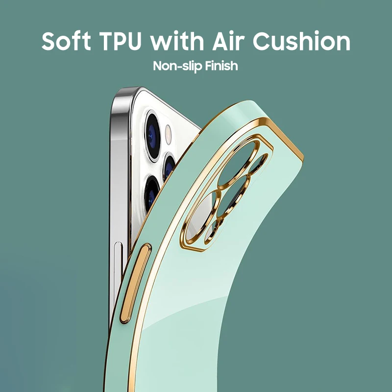 Luxury Square Plating Silicone Ultra-Thin Soft Phone Case