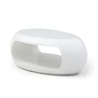 39.37'' Oval Fiberglass Coffee Table for Living Room in White 1