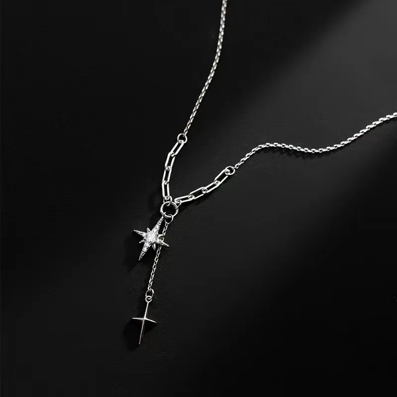 TKJ 925 Sterling Silver Octagonal Cross Cubic Zirconia Pendant Necklace Women's Noble Jewelry Free Shipping