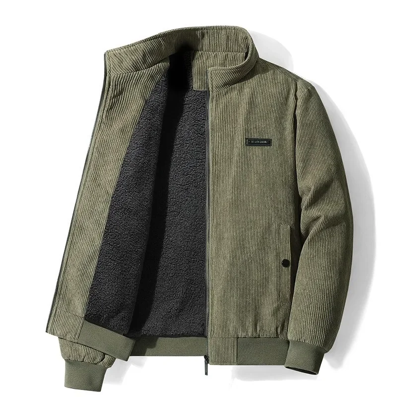 Sports Jacket Men's Warm Plush Autumn Winter Jacket Stand Collar Casual Jacket