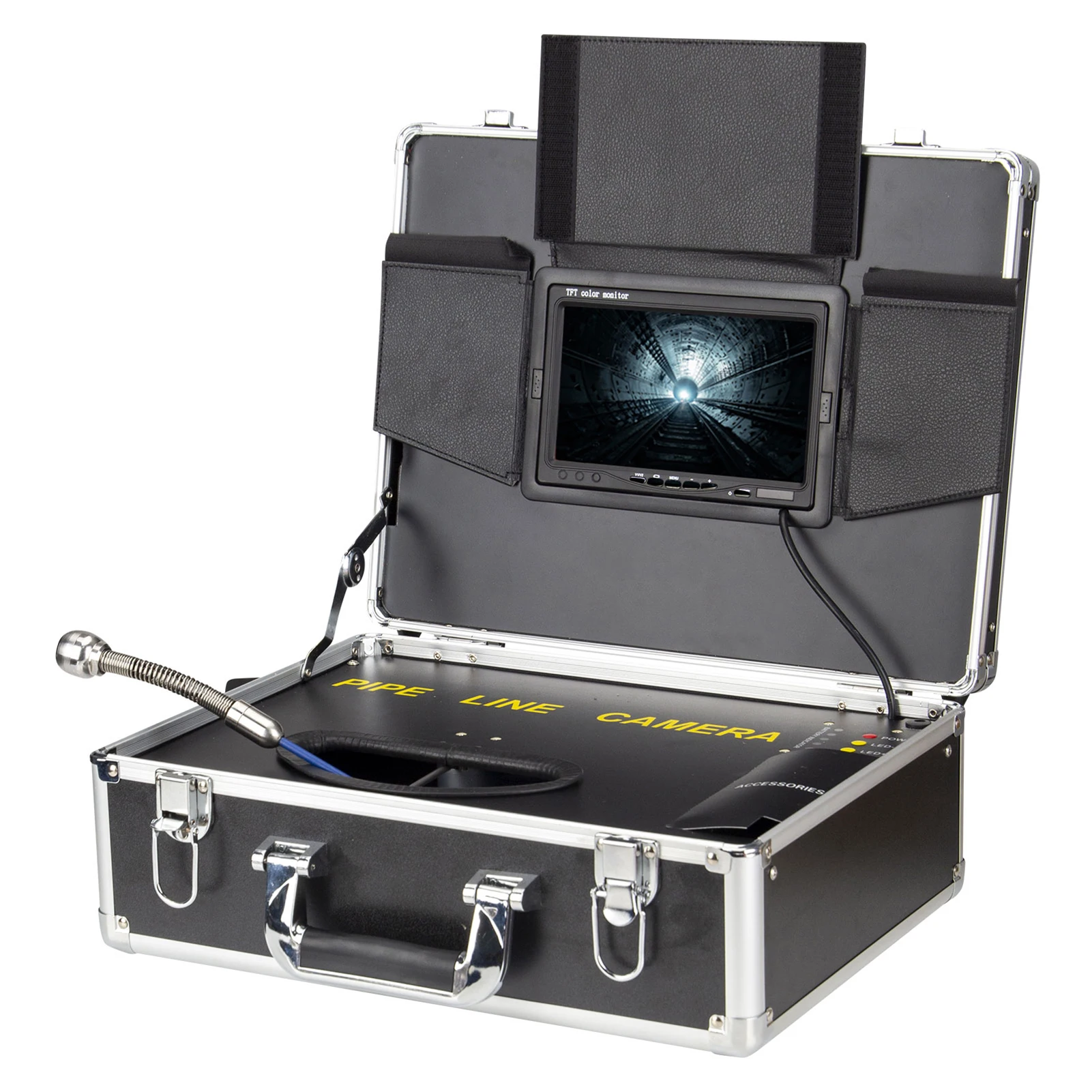 

Pipe Inspection Video Camera Drain Sewer Camera Industrial Pipeline Endoscope 7'' LCD Monitor w Video Capability 12 LED Lights