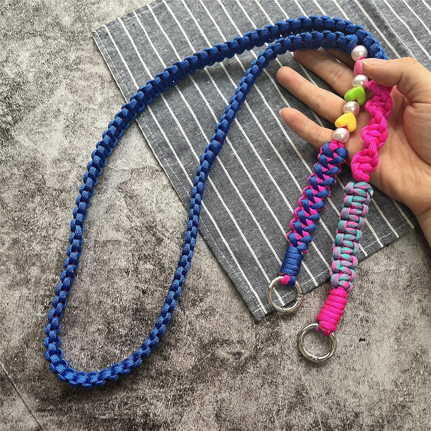 Luxurious Beaded Braided Crossbody Phone Strap with Premium Chain Details