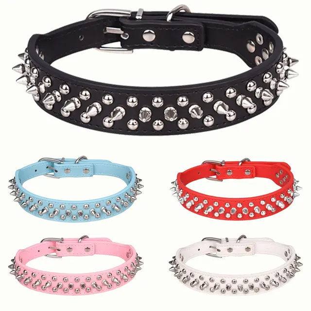 CP037--pet dog adjustable rivet collar,  anti-bite neck protect collar used of durable PU leather and rust resistant metal rivet 6