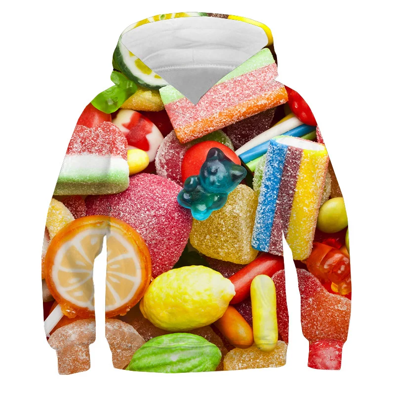thumbnail image 1 of Sudadera con capucha con estampado de caramelos de colores, divertida sudadera con patatas fritas, jersey de macarrones para niños, camisetas de otoño, chándal informal, ropa para niños, 1 of 5