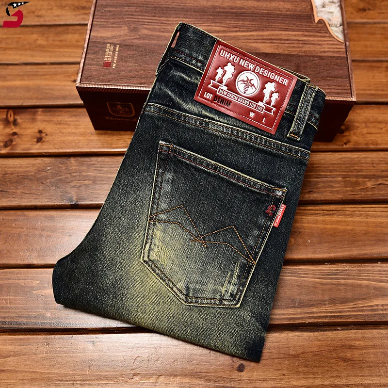 Retro nostalgic jeans men's classic fashion 2024 New fall slim fit straight trendy casual all-matching denim long pants 3