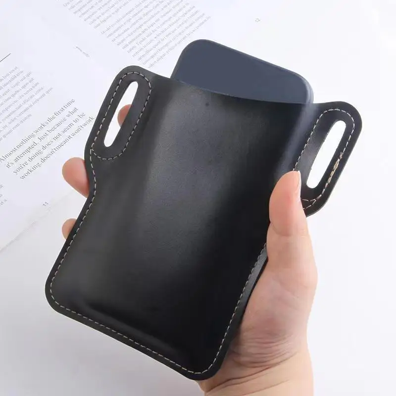 Men Leather Vintage Pack Waist Bag Belt Clip Phone Holster Travel Hiking Cell Mobile Phone Case Cover Belt Pouch Purse
