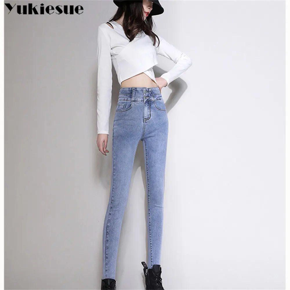

Autumn Winter Women's Jeans New High Waist Thickening Warm Straight Jeans Trousers Korean Style Vintage Streetwear Loose Casual