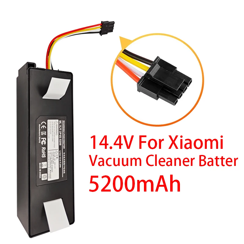 

100% NEW 5200mAh 14.4V 5.2Ah Li-Ion Battery Vacuum Cleaner Accessories For Xiaomi Mi Robot Robotics Cleaner Roborock S50 S51 T4