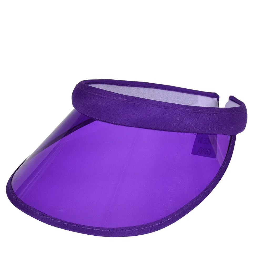 Sun Hat Summer Anti-Uv Empty Top Sun Hat for Women Men Transparent Plastic PVC Visor Cap Outdoor Sport Candy Color Sunshade Golf Cap