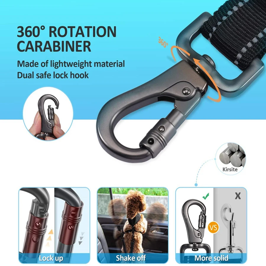 Dog Safety Rope Medium to large dog pet safety rope reflective buffer extendable pet car safety belt multifunctional hook