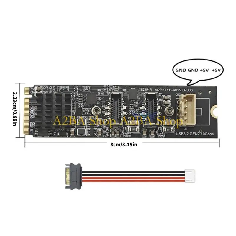 2개의 콘센트 유형 E 10Gbps 전송 속도 및 플라스틱 인클로저가 있는 USB 3 버전 2용 A2BA PCIe 확장 카드
