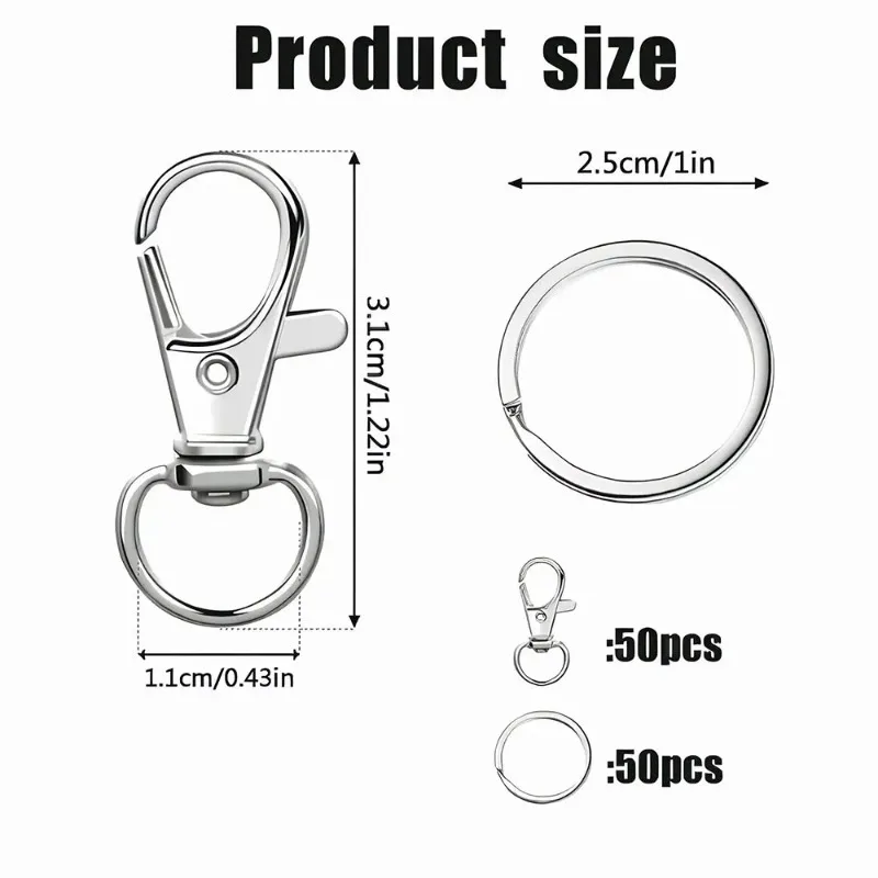 Keychain Hooks Set with Swivel Lobster Claw Clasps for Jewelry Making And Crafts