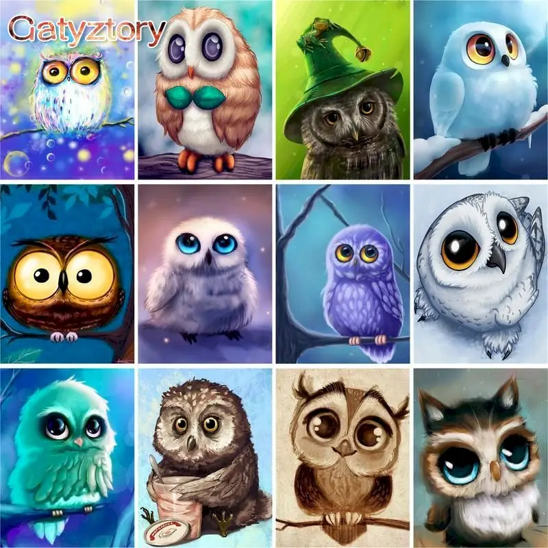 GATYZTORY Diy Paint By Number For Adults Canvas Owl Animals Kits Acrylic Easy  Painting By Numbers For Wall Home Decor With Frame - AliExpress