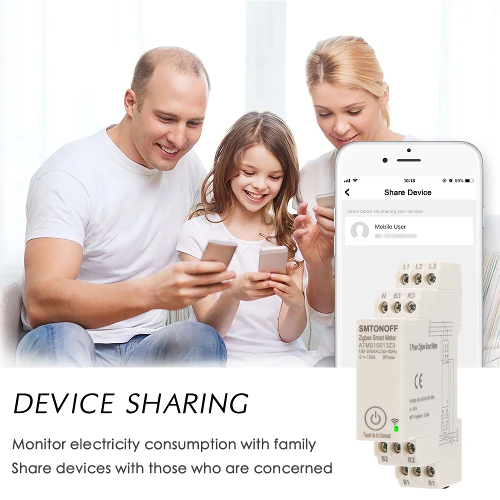 Zigbee Tuya Threee phase 100A Smart Energy Power Monitor with external Current