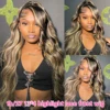 1B/27 Body Wave 13x4 Lace Frontal Highlight Wig Human Hair Brazilian 200 Density 30 Inch Ombre Blonde Colored Human Hair Wigs 3