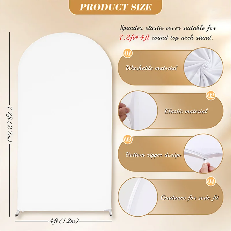 1PCS White Pink color Two sides available Wedding Arch Stands Cover,Size 6FT 6.6FT 7.2FT,Party background cloth,Wedding props