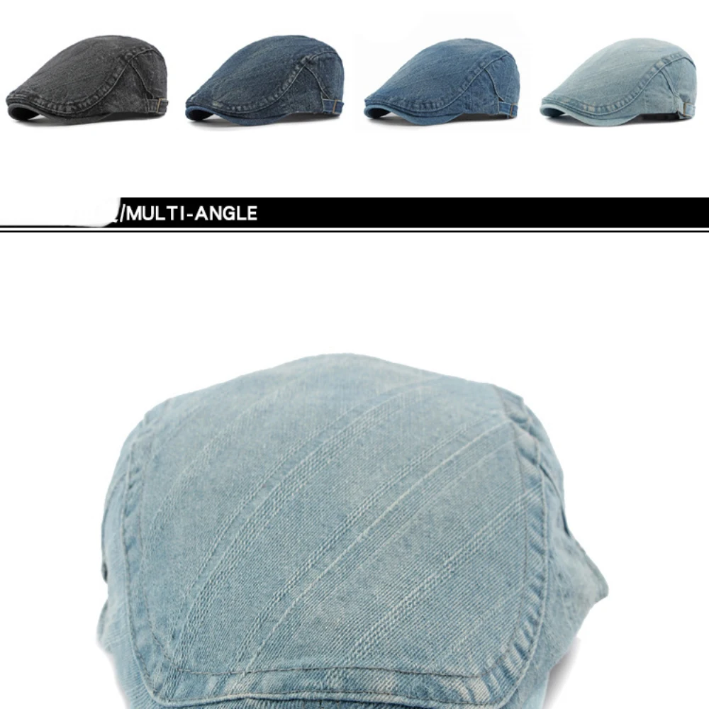 Hot Sale HT4337 Berets New Fashion Spring Summer Autumn Cs for Men Women Washed Cotton Denim Hat Male Female Adjustable Beret_mkmklike.com