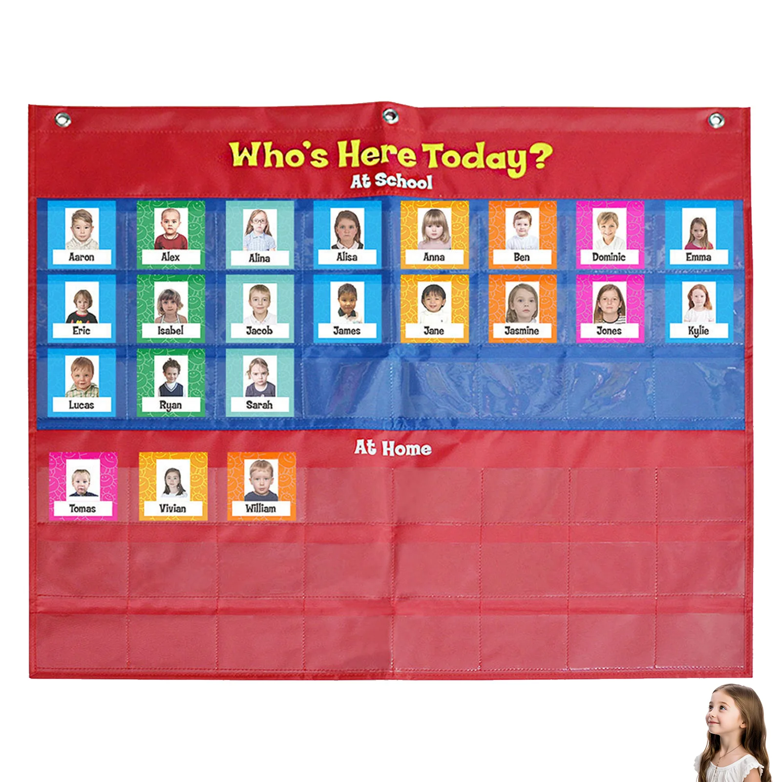 Attendance Wall Hanging Chart Convenient to Use Educational Environments Tool Suitable for Kindergarten Preschool