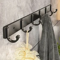3/4/5/6 Hook Black Aluminum Wall Mounted Clothes Hook Suitable for Towels Bath Towels Jacket Clothes Home Bathroom Accessories 1