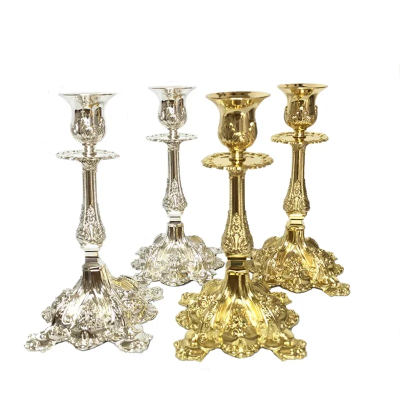 Candle holders Metal Gold Silver Single Arm Candle Holders Home Romantic Candlelight Dinner Props Hotel Wedding Party Stick Candle Stand Decor