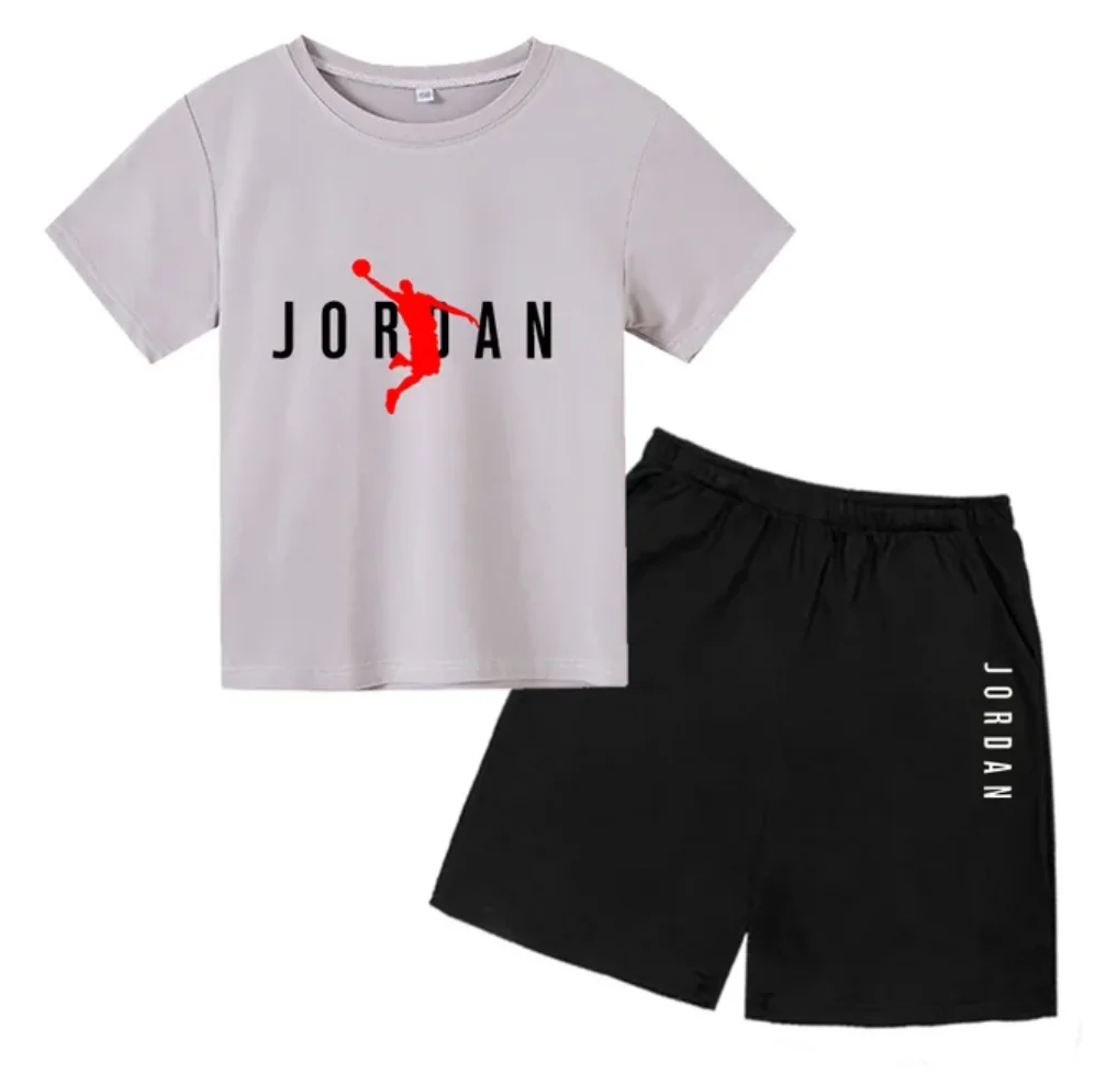 Basketball star Printing Children's T-shirt Tops + Shorts Fashion Leisure Clothing Toddler 3-12 Year Boys Girls Round neck Set Kids Sports Suit