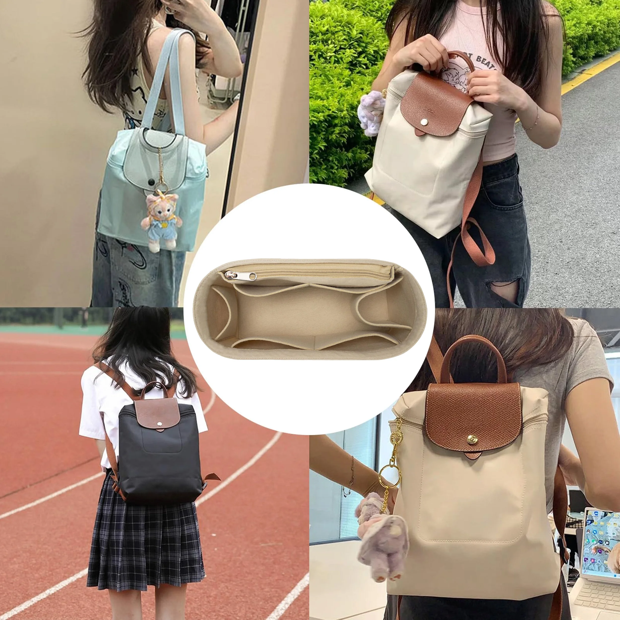 Felt Purse Organizer Insert Multi Pockets Bag-in-Bag Liner for Handbags Backpacks Travel Makeup Storage Bag
