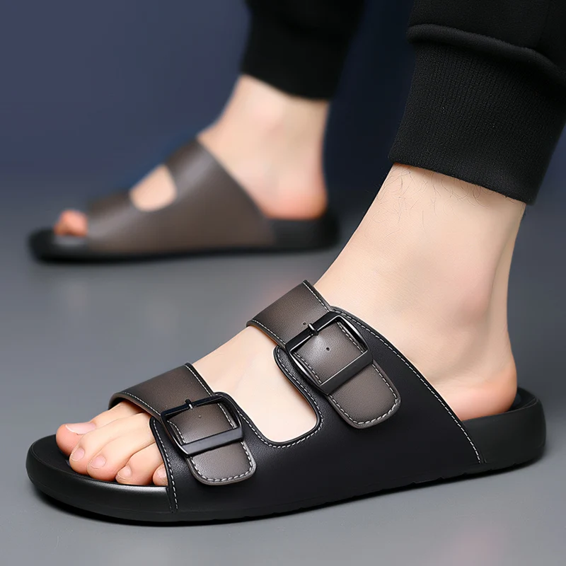 ‌ صنادل رجالية مصنوعة يدويًا قابلة للتنفس لصيف 202...