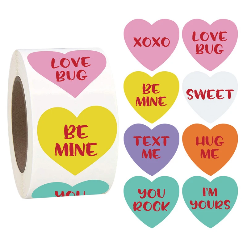

100-500pcs Heart Stickers for Valentine's Day Gift Packaging Seal Thank You Stickers Candy Bag Wedding Decor