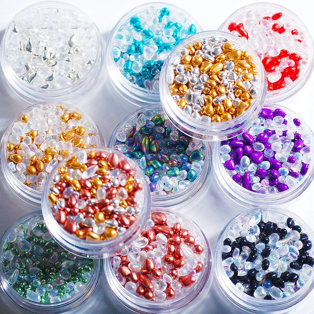 1Box/Lot Mixed Glass Stone Beads Round Manicure Beads For Crystal Epoxy Resin Mold Filler DIY