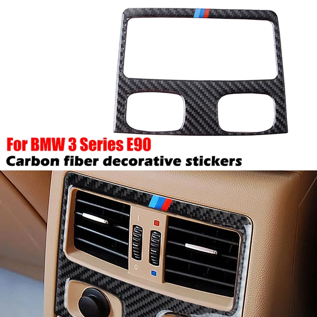 Fit For BMW 3 Series E90 E92 E93 2005-2012 Real Carbon Fiber Back Air  Conditioner Vent Panel Sticker Trims Cover Internal Parts